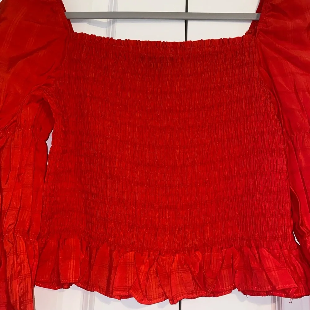 Red Smocked Top - Picture 4 of 5